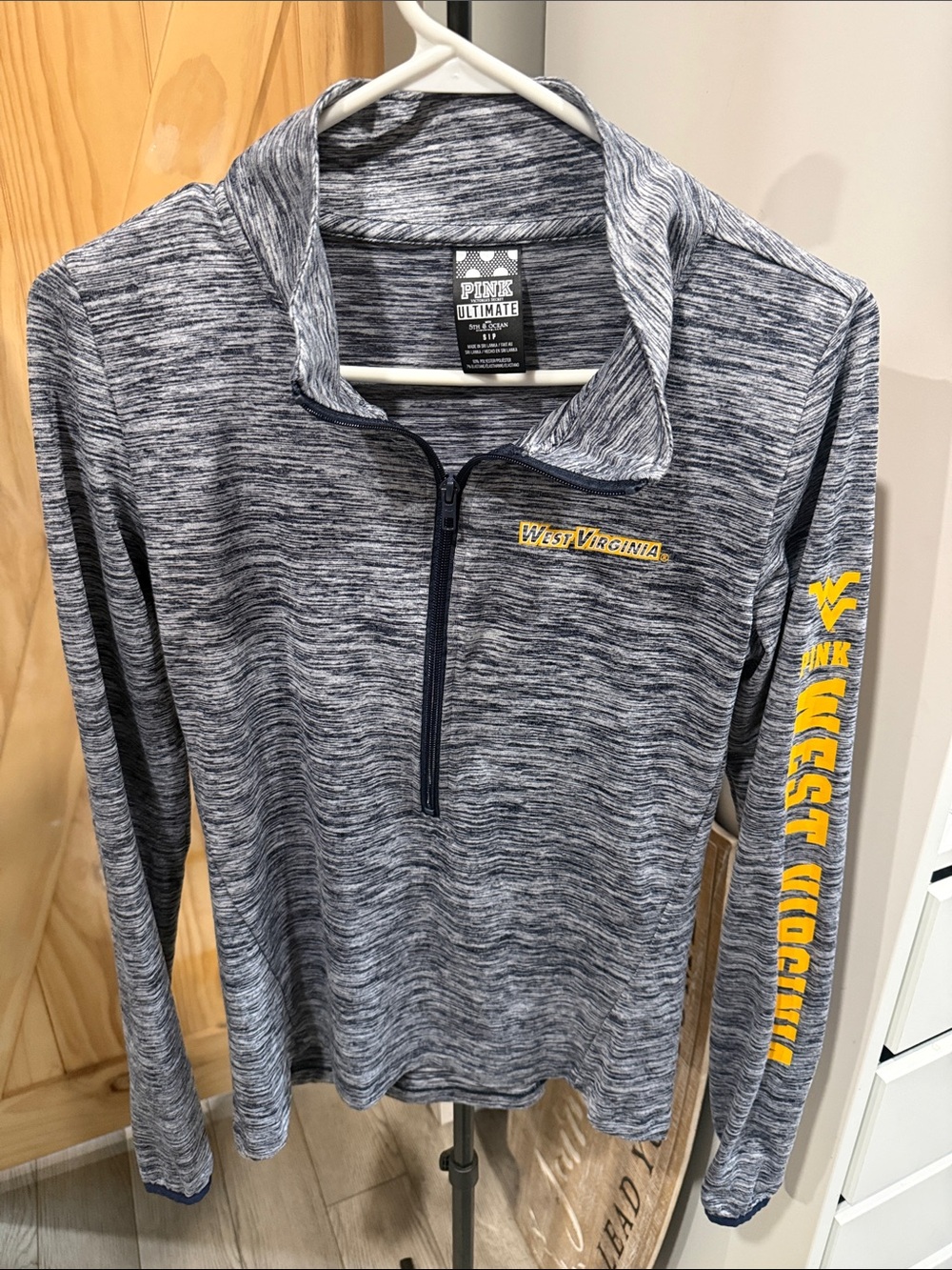 PINK Victoria's Secret Heathered Navy West Virginia Quarter-Zip
